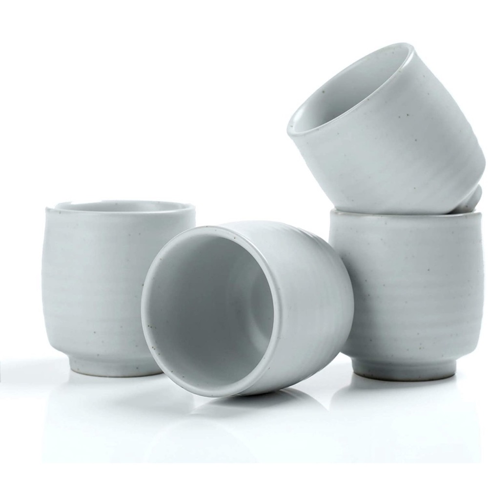 Chinese Pottery Tea Cups - Ivory/White, Set of 4